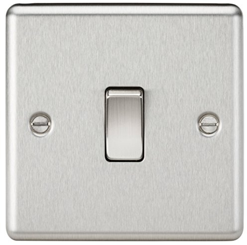 Knightsbridge CL2BC 10 A 1G Rounded Edge Brushed Chrome 2 Way Plate Switch, Silver