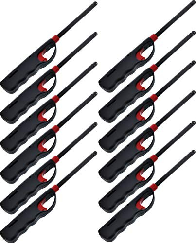 12 Pack - VIP Home Essentials Handi Flame BBQ Grill Click Stick Lighter Refillable Candle Fireplace Kitchen Stove Wind Resitent Long Stem