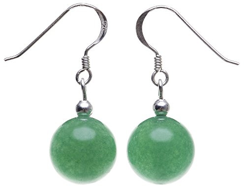 Ohrringe Ohrhänger aus Jade Kugel grün & 925 Silber Ohrschmuck Ohrhaken