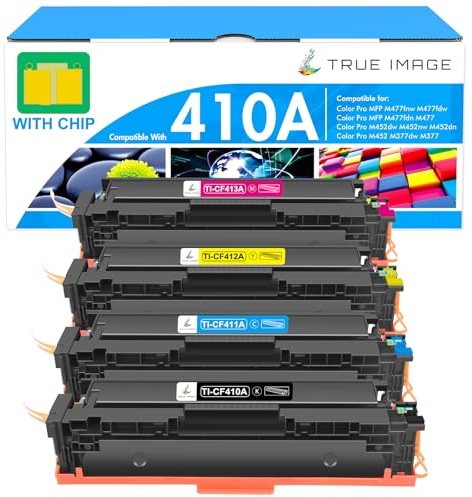 410A Toner Cartridge 4 Pack MFP M477fnw 410X Compatible for HP 410A 410X 410 Color LaserJet Pro M477fnw M477fdw M477fdn M452dn M452nw M452dw M377dw M477 M452 M377 CF410A CF411A CF412A CF413A Printer