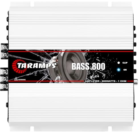 Taramp's Bass 800 1 Ohm Monoblock Amplifier 800 Watts Rms 1 Channel, 14.4VDC Out Power Full Range, Great for Sub/Bass - RCA/High Level Input, Car Audio