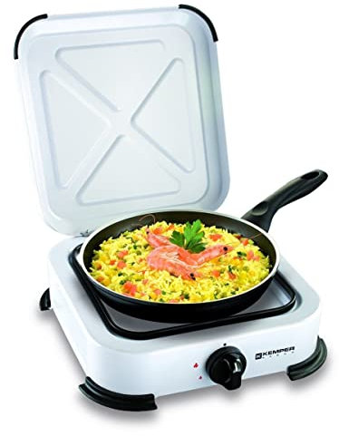KEMPER - Fornello a gas da campeggio 1 fuoco 1300W bianco griglia rimovibile 4 piedi