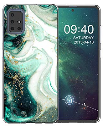 Shazikaihui Hülle Kompatibel mit Samsung Galaxy A51 Hülle Handyhülle Marmor Flow Gold TPU Silikon Weiche Schlank Schutzhülle Handytasche Flexibel Case Handy Hülle für Samsung Galaxy A51 (Marmor-H)