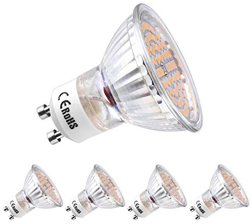 GVOREE Dimmbar GU10 LED Warmweiss 5W Ersetzt 40W Halogen Leuchtmittel, 4er-Pack. 450 Lumen 3000K Birnen, AC 220‑240V Flimmerfrei Strahler, Abstrahlwinkel 120° Spot, Dimmbar Reflektorlampen