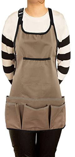 PATILWON Gardening Apron for Women with 14 Pockets - Waterproof Tool Apron, Adjustable Straps, Heavy Duty Oxford Fabric for Gardening, Lawn Care, and Home Maintenance