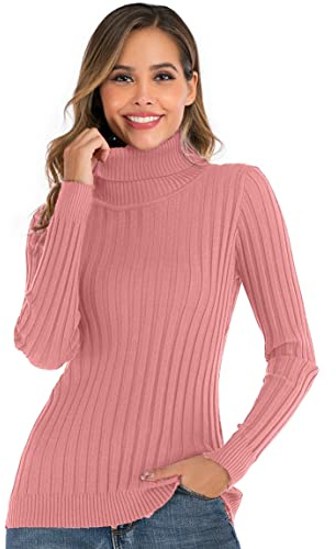 Enjoyoself Suéter Cuello Alto para Mujer Pull-Over Tops Primavera Otoño Suéter de Punto Suéter de Invierno cálido y Elegante Suéter Elegante Calcetín Moderno Cuello Alto Alto Mujer Básico
