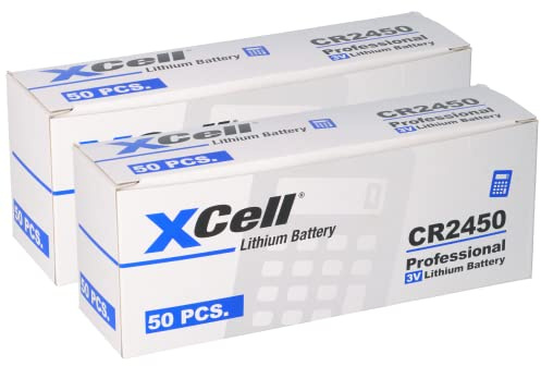 Lot de 100 piles bouton au lithium CR2450 3 V / 620 mAh (20 x 5) - Haute performance - Pour utilisation professionnelle