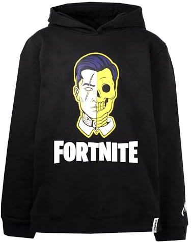 Fortnite - Felpa Ragazzo Nera con Teschio Nero - Merchandising Ufficiale 100% Cotone