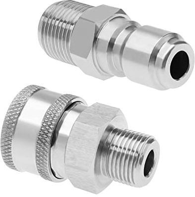 OTOTEC 2 st högtryckstvätt adapter 3/8 tum BSP hane gängmontering snabbanslutning kontakt rostfritt stål koppling för högtryckstvätt 5 000 PSI