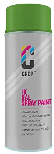 CROP Lackspray RAL 6018 Gelbgrün - Hohe Deckkraft, SCHNELLE TROCKNUNG, 100% inaltérable - Auto, Motorrad & Heimwerken - Seidenglänzend - 400 ml