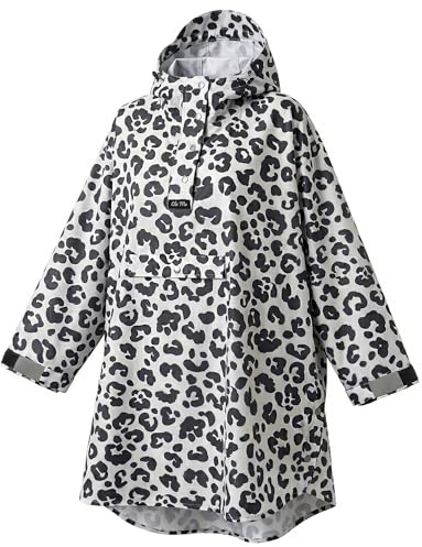 Ela Mo® Regenponcho Damen [100% WASSERDICHT] - Atmungsaktiver Regencape mit Kapuze - Wetterfester Fahrrad Poncho - Leichter Regenmantel - Regenschutz für Outdoor, Wandern, Festival & Alltag (Leo)