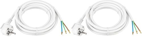 REV Zuleitung Stromkabel mit Stecker, 3m, 3680W, 230 V, weiß (Packung mit 2)