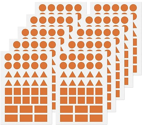 YIKIADA Orange klistermärken geometriska former självhäftande prickar etiketter triangel, cirkel, kvadrat, rektangel flyttklistermärken 360 stycken
