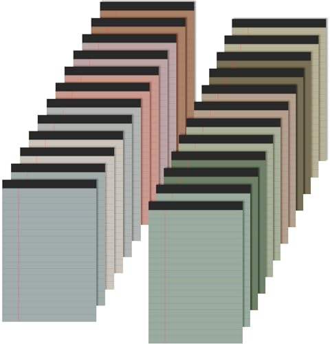Lincia Notizblöcke, 10,2 x 15,2 cm, klein, liniert, 30 Blatt, mehrfarbig, liniert, für die Arbeit, 80 g/m²-Papier für Einkaufsliste, Einkaufsliste, klassische Farbe, 24 Stück
