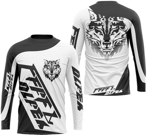 FFFF & OLFEH Herren Radtrikot Fahrradtrikot Langarm, Fahrradbekleidung Motocross Jersey Langarm MTB T-Shirt, Atmungsaktive Cycling Jersey,Shirt Downhill Fahrrad Jersey Schnelltrocknend (PN2,S)