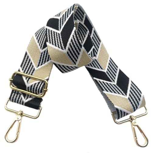 5cm Taschengurte Breit Taschengurte zum Wechseln, Verstellbarer Schultergurt für Tasche mit Goldener Karabiner Schulterriemen, Umhängegurt fur Damen Handtaschen Crossbody DIY Zubehör (Schwarz/Khaki)