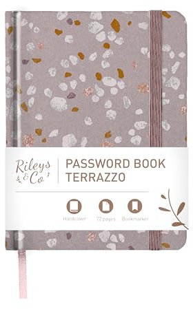 Rileys & Co. Kompaktes Terrazzo-Passwortbuch | Alphabetisch Sortiert, Sicherer Login-Organizer, Internet- & Website-Benutzernamen-Manager | Tragbar Und Praktisch (Rosa, 15,2 x 11,4 cm)