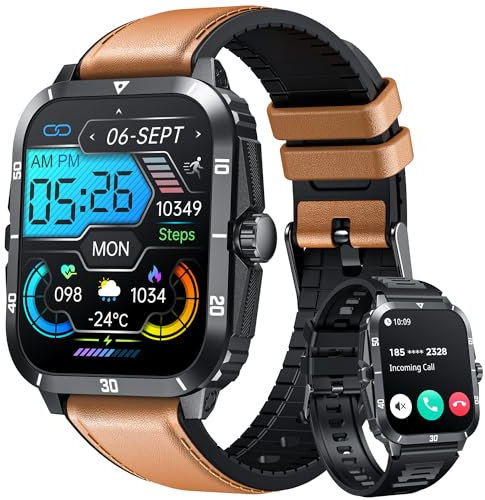 Smartwatch Armbanduhr Fitnessuhr Sportuhr Wasserdicht: 2,0 Touchscreen Herren Uhr mit Blutdruckmessung Schrittzähler Sport Fitness Tracker Herzfrequenz Telefonfunktion Uhren Kompatibel Android iOS