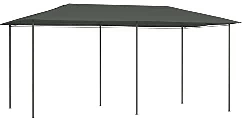 Gecheer Cenador de 3 x 6 x 2,6 m, color antracita, 160 g/m², cenador de exterior, toldo, pérgola con tela, pabellón de jardín, carpa para fiestas, cenador para barbacoa, A313622