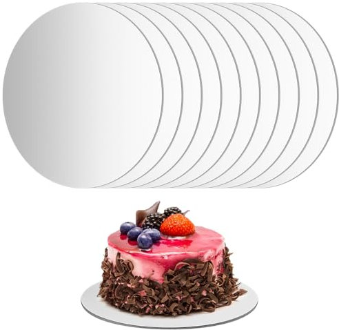 10 Pcs Round Silver 30 cm/12 Inch Cake Boards, Round Cake Circle Base Boards, Cardboard Cakes Card Rounds Pale Silver for Cakes Display and Transfer (silver)