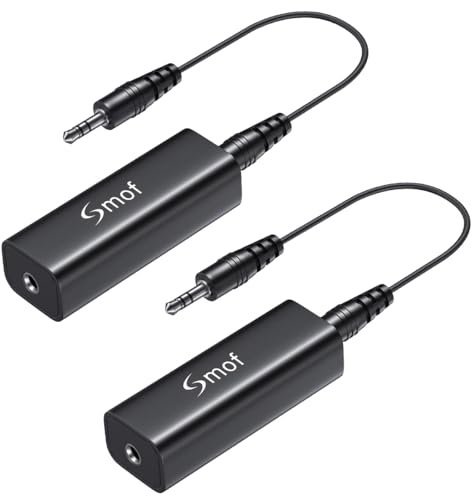 Smof Aufgerüsteter Bodenschleifen-Rauschunterdrücker, Rauschfilter für Auto-Audio/Heimstereoanlagen (Summendes Geräusch vollständig beseitigen) mit 3,5 mm Audiokabel, Schwarz