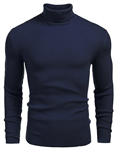 COOFANDY Men's Jumpers Turtleneck Knitted Jumper Long Sleeve Winter Pullover Sweaters Red M