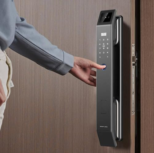 WJWWO 3D Face Recognition Smart Door Lock With Camera, Front Door Smart Lock With Camera And Indoor Screen For Video Doorbell, Fingerprint, App, Password, Ic Card, Keyless, Rechargeable Battery