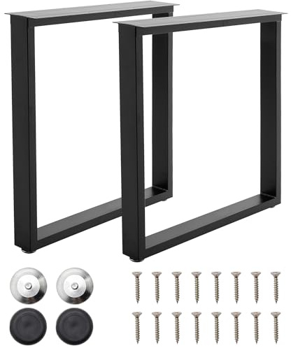 INMOZATA Table Legs, Set of 2 Heavy Duty Industrial Square DIY Furniture Legs Metal with Widened Mounting Plate for Desk Dining Table Coffee Table Breakfast Bench, W70 X H72cm