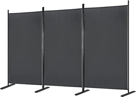 NAIZY Paravent 275x180 cm - Raumteiler & Sichtschutz für Innen und Balkon, UV-Schutz, Windschutz, Sonnenschutz, Stellwand ohne Bohren, inkl. Kabelbinder, Nägel & Standfuß, Dunkelgrau