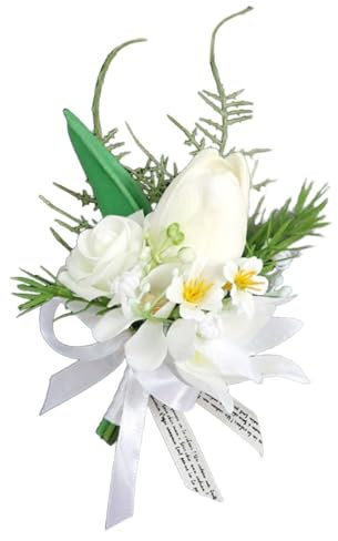 Whakano Künstliche Tulpe Blume Hochzeit Boutonniere,Elegante Ansteckblume Dekor,Prom Bankett Corsage,Hochzeitsanstecker für Braut Brautjungfer Gäste Herren Damen Party,Hochzeit Zubehör,C
