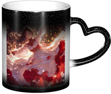 GFXEDSAH Tasse à thé en céramique avec motif casse-noisette, danse de Noël, motif casse-noisette, tasse créative à changement de couleur, tasse magique sensible à la chaleur