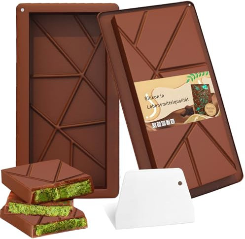 FLYGRRIV Schokoladenform Silikon,Silikon Tief Schokoladentafel Form 2 Stück Silikonform,Schokoladentafel Tiefe Schokoladenform,Extra Tief Schokolade Form für Dubai Schokolade Praline Süßigkeiten