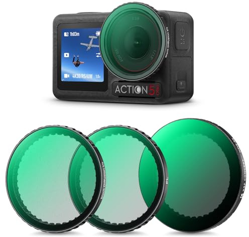 K&F CONCEPT Filtre ND2-32 et Polarisant et Black-Mist 1/4 Snap-on Système Rapide Compatible avec DJI 0smo Action 3/4/5 Pro Ddensité Neutre Variable HD Verre Optique