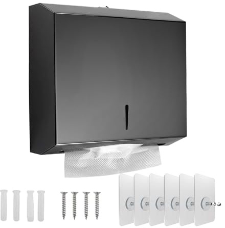 Sejrutx Paper Towel Dispenser, Stainless Steel Hand Towel Dispenser, Lockable, Has a Mirror Effect, Wall-Mounted Tissue Dispenser, for Folded Towels for 300 to 450 Paper Towels