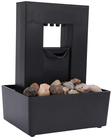 Diseño de Guijarros Fuente de Agua de Gorgoteo LED Compacto para el Hogar y la Oficina, la Fuente de Cascada de Plástico Pequeña para la Sala de Estar para la Sala de Estar, la Fuente Decorativa de