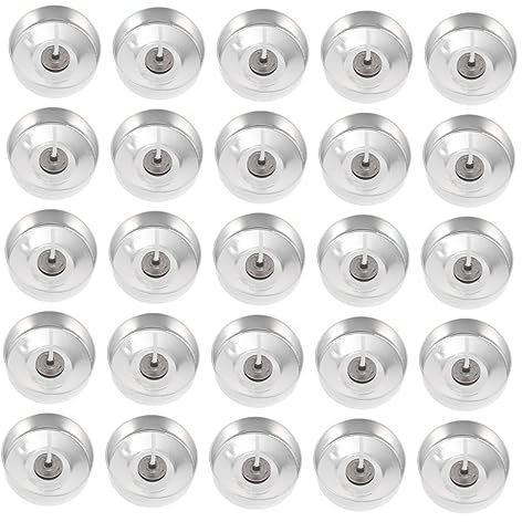 Housoutil Bases Para Velas De Té y Mechas De Aluminio, 100 Unidades, Color Aluminio, Kit Para Hacer Velas, Sin Humo, Uso Bodas y Cenas, Suministros Para Manualidades, Para San Valentín