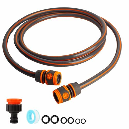 Garden Hose Connection Kit - 2.5M Short Hose Pipe with 3/4 & 1/2 Adapters, Tap Connectors for Reel, Cart, Sprayer