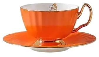 DYYEUAVT Ensemble de Tasses à café et à thé de 200 ML de Phnom Penh, Tasse et Soucoupe en Porcelaine Artisanale exquise, cuillère dorée, Ensemble de Tasses de Luxe(Burgundy)