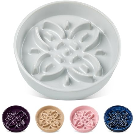 vancasso Gamelle Anti glouton Chien et Chat Gamelle céramique Alimentation Lente avec Design en Forme de pétales Antidérapant,Facile à Nettoyer Adaptée aux Petits,Moyens et Grands Chiens Turquoise