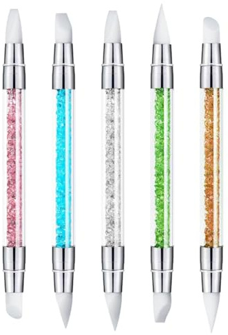 ZEOHBETY Lot de 5 stylos de sculpture pour nail art, outils à double pointe en silicone pour résine, pinceaux en silicone, stylo acrylique, pinceaux pour nail art, sculpture d'ongles, dessin d'effet