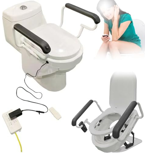 ZMJGLL Elevador de Inodoro eléctrico, Elevador de Asiento de Inodoro Ajustable, manija de elevación, función de Secado, Carga máxima 330 LB, Inodoro Elevado enchufable con Asistencia para Ponerse