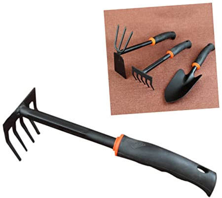 AKOOSY Rastrello da Denti in Mini Rake Ergonomico per Coltivazione e Diserbo Facilita in Spazi Stretti