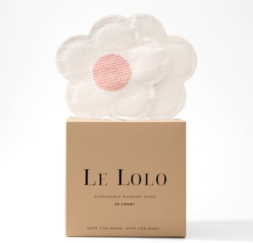 Le Lolo Floral Disposable Nursing Pads | 3X More Absorbent, 6-Layer Ultra-Thin Design, Breathable Fabric, Wrapper-Free, Leakproof, Discreet Breastfeeding Pads (50 Count)