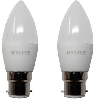 HYLITE 4.9W C37 Low Energy LED Bulb 2 Pack - 450 Lumen Warm White 3000K Candle Light - 40W Equivalent B22 Bayonet Cap - Energy Saving, Instant Full Brightness, No Flicker, Long Life