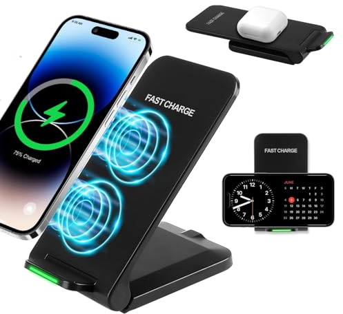 15W Foldable Wireless Charger Stand for iPhone & Samsung