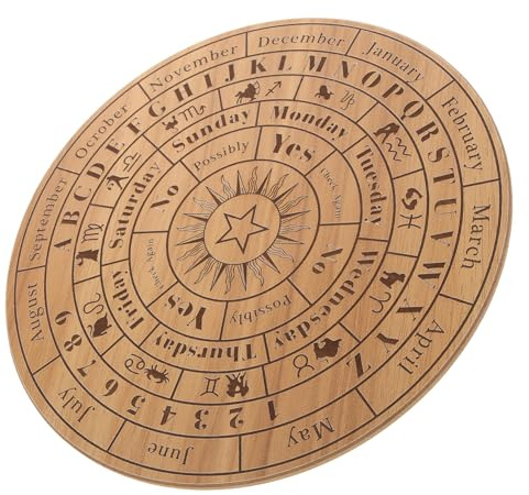 iplusmile Planche de Divination Bois Massif pour Décoration Intérieur Plateau de Radiesthésie Sculpté Design Géométrique avec Œil Protecteur Surface Lisse et Résistante Grand Format pour