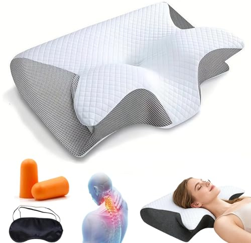 Générique Oreiller Apnée du Sommeil, Oreiller Anti Ronflement et Apnée Positionnelle, Coussin Ergonomique Cervical Mémoire de Forme pour Dormeurs de Côté, de Dos et sur Le Ventre (Gris)