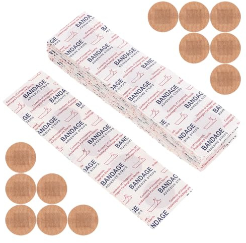 Mikikit 50piezas Curita de Redonda Vendas Flexibles Transpirables Protectores para Nudillos y Dedos Unidades de Apósitos Adhesivos para Heridas