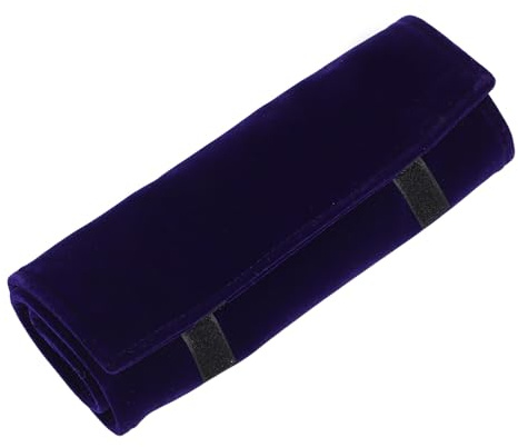 ibasenice Organizador Collares Enrollable de Terciopelo Azul para Viaje y Almacenamiento Diario, Bolsa Errollable para Organizar Joyas Diseño Compacto que Previene Enredos