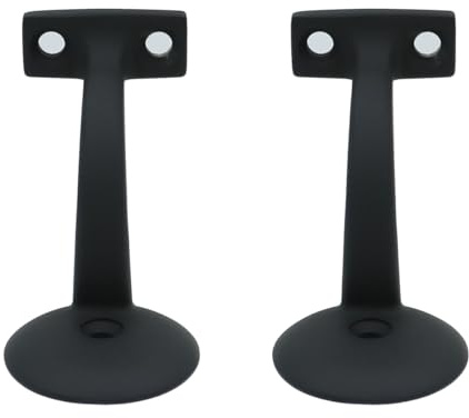 Ludom Soporte para pasamanos de acero inoxidable para pasamanos de madera o metal, soporte de pared para pasamanos de interior y exterior, color negro, paquete de 2